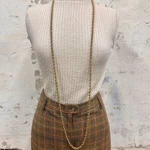 Vintage MCM Monet Long Gold Tone Rope Chain Necklace